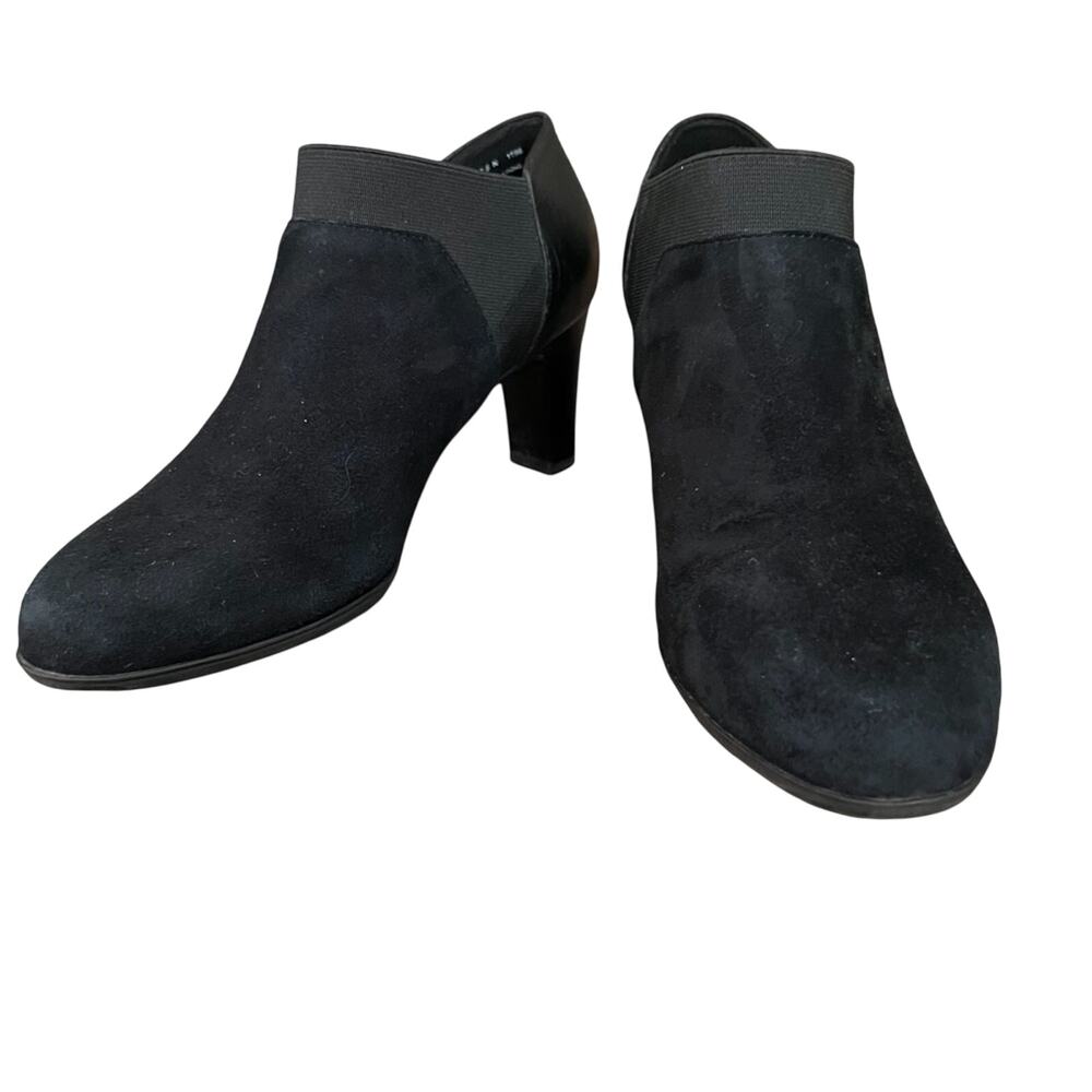 Abeo BIO System Victory Boots 6.5 N Narrow Black Suede Heel Ankle Bootie Comfort